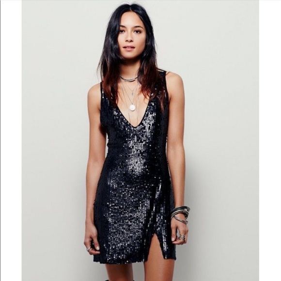 Free People Dresses & Skirts - Free People Intimately sequined Black Slip dress💋